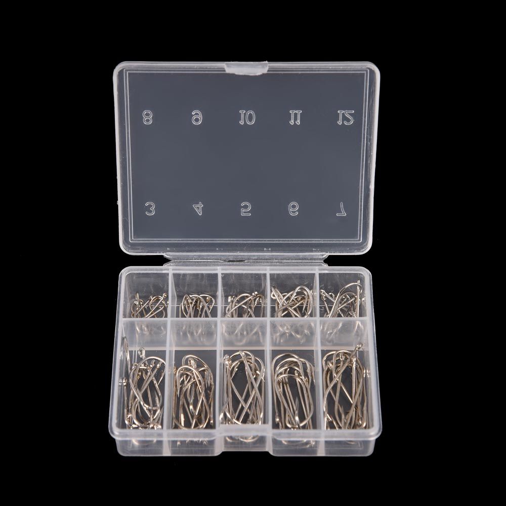 1 Box 100Pcs 3# - 12# 10 Sizes Steel Jig Hooks With Hole