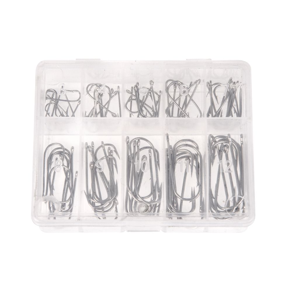 1 Box 100Pcs 3# - 12# 10 Sizes Steel Jig Hooks With Hole