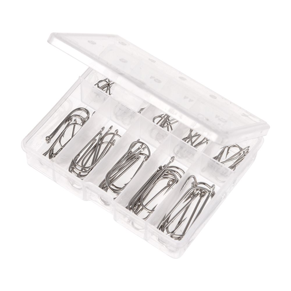 1 Box 100Pcs 3# - 12# 10 Sizes Steel Jig Hooks With Hole