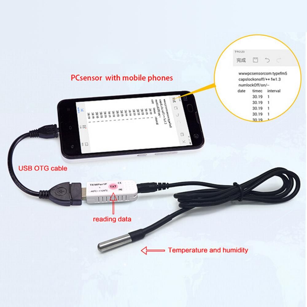 PCsensor USB Thermometer Temperature Sensor Data Logger Recorder for PC Laptop White