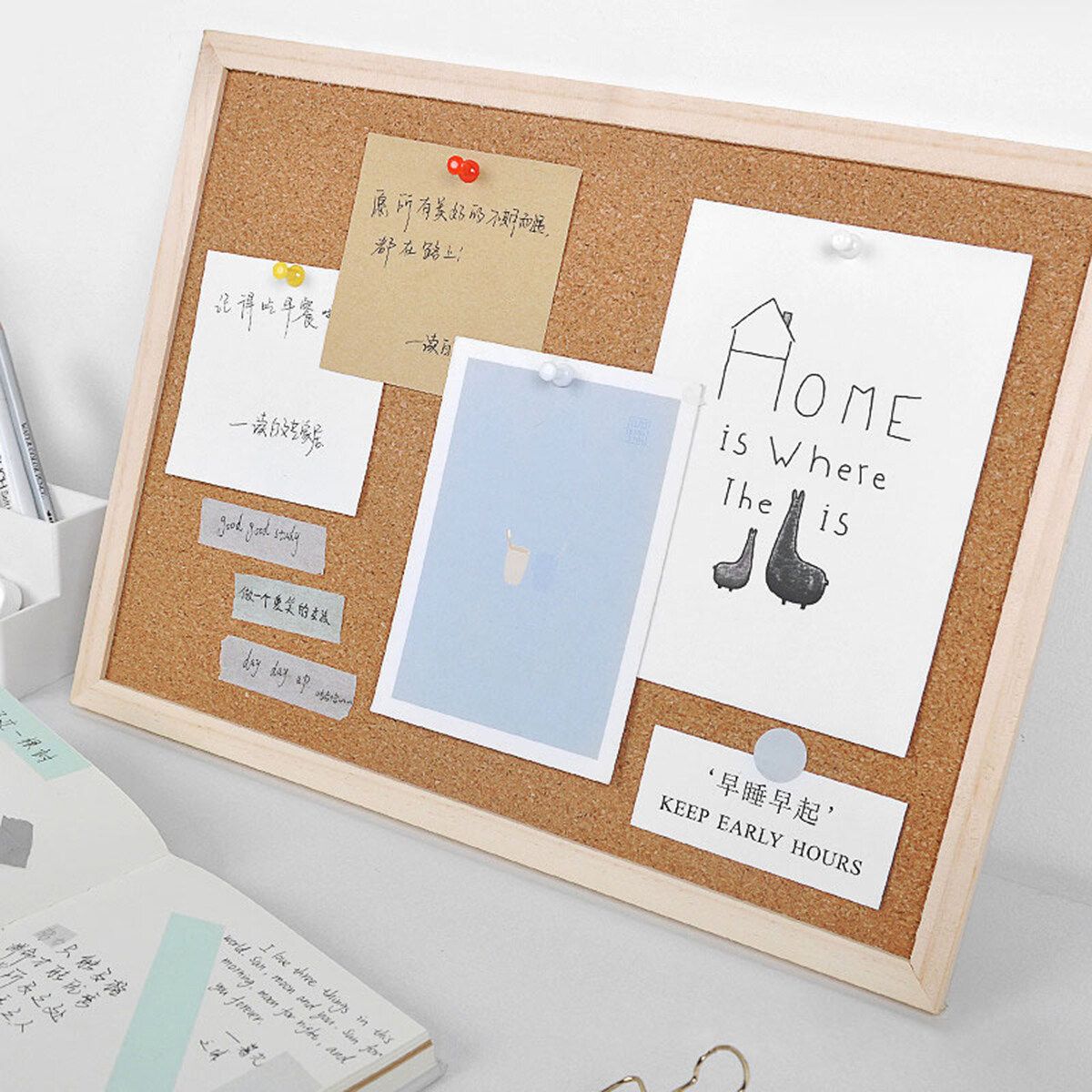 Cork Board Pins Corkboard Pinboard Notice Large Memo Photos Wooden Frame Wall 20x30cm