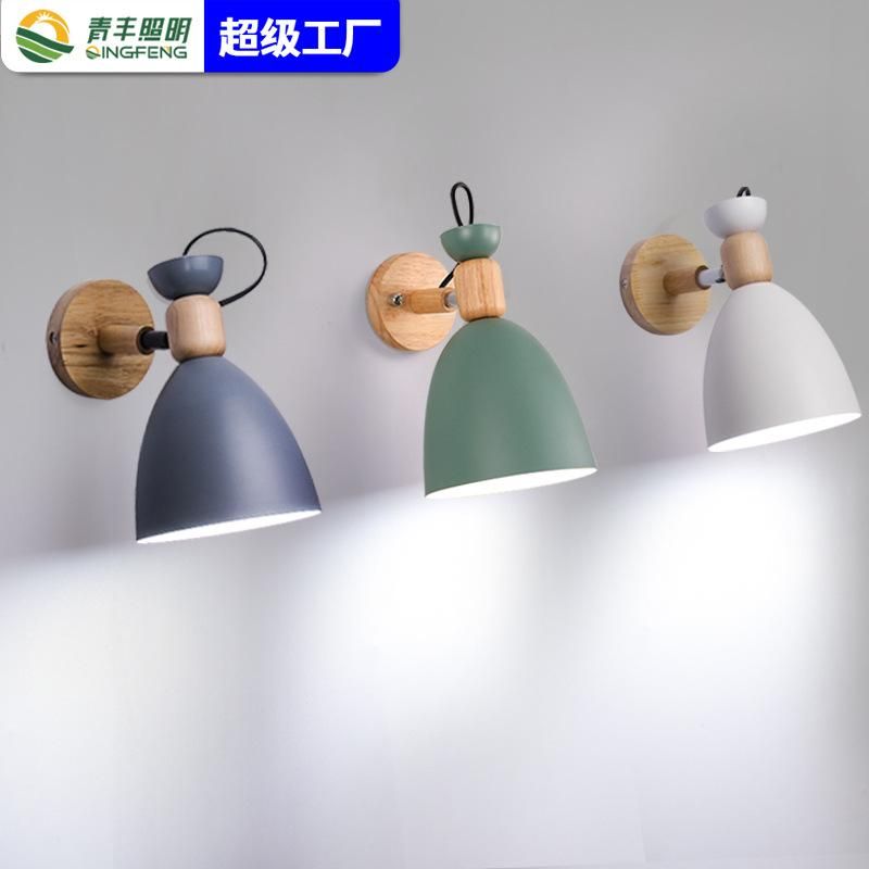 led Nordic bedroom wall lamp bedside simple modern living room staircase lamp simple creative macaron children's wall lamp Bulb not included QF-867 White