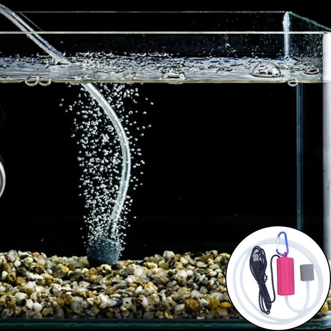 Aquarium Air Pump Fish Tank USB Compressor Mini Gift Portable 5V Red