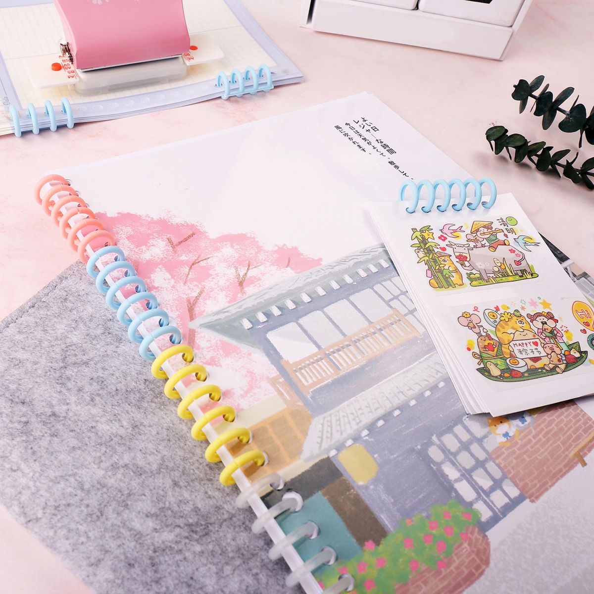 KW-trio 10pcs Plastic 30-Hole Loose Leaf Binders Ring Binding Spines Combs 85 Sheets Capacity for DIY Paper Notebook Album Office School Supplies