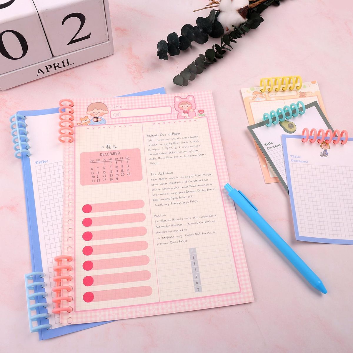 KW-trio 10pcs Plastic 30-Hole Loose Leaf Binders Ring Binding Spines Combs 85 Sheets Capacity for DIY Paper Notebook Album Office School Supplies