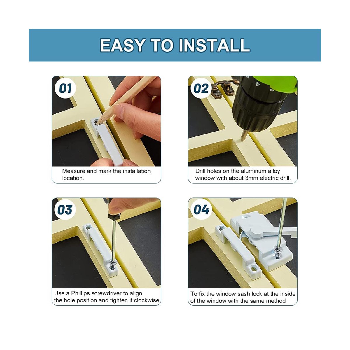 4 Pack Window Sash Locks, Window Latches Replacement Sash