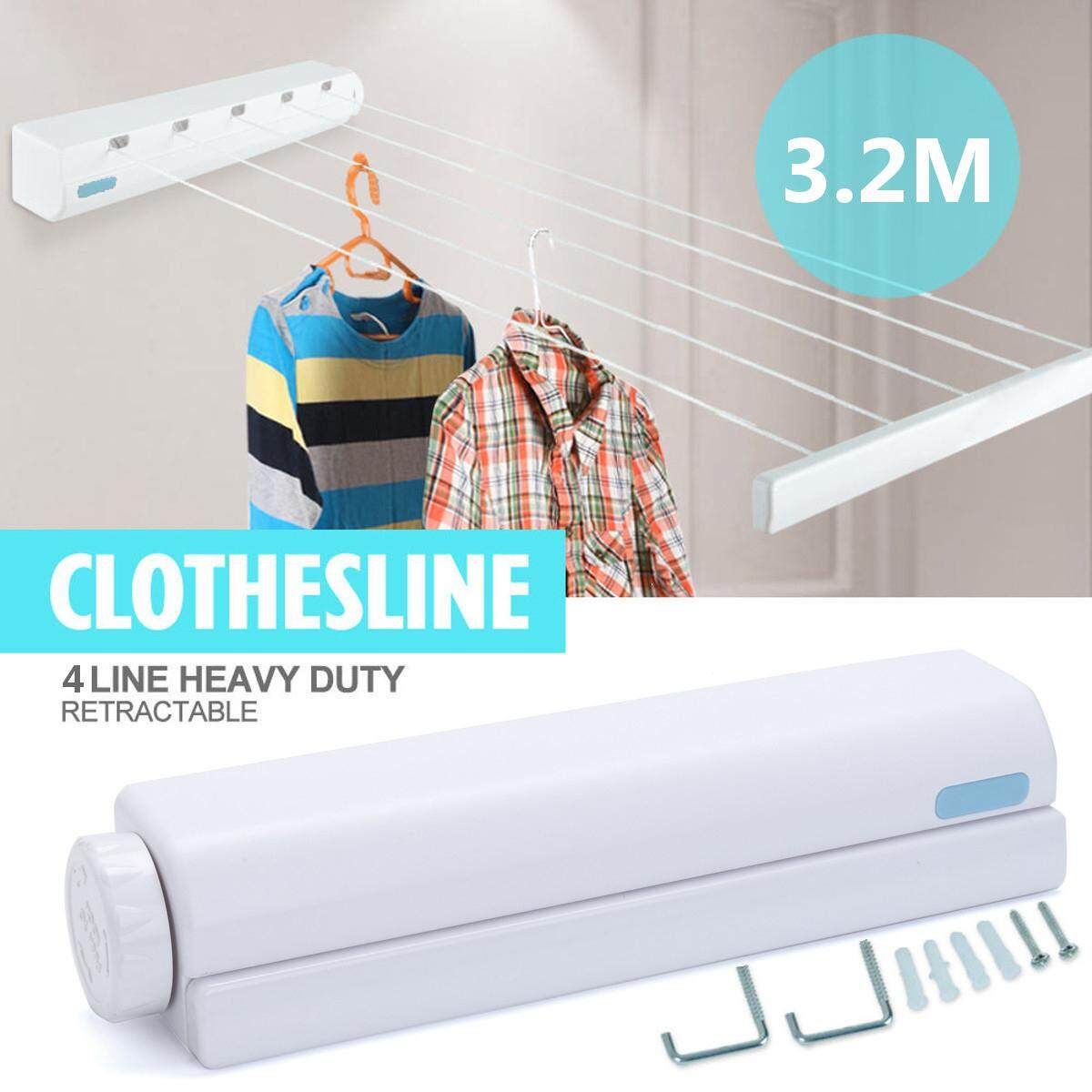 Retractable Washing Line Indoor Space Saving Auto Roll Up Clothes Dryer 14 Metre