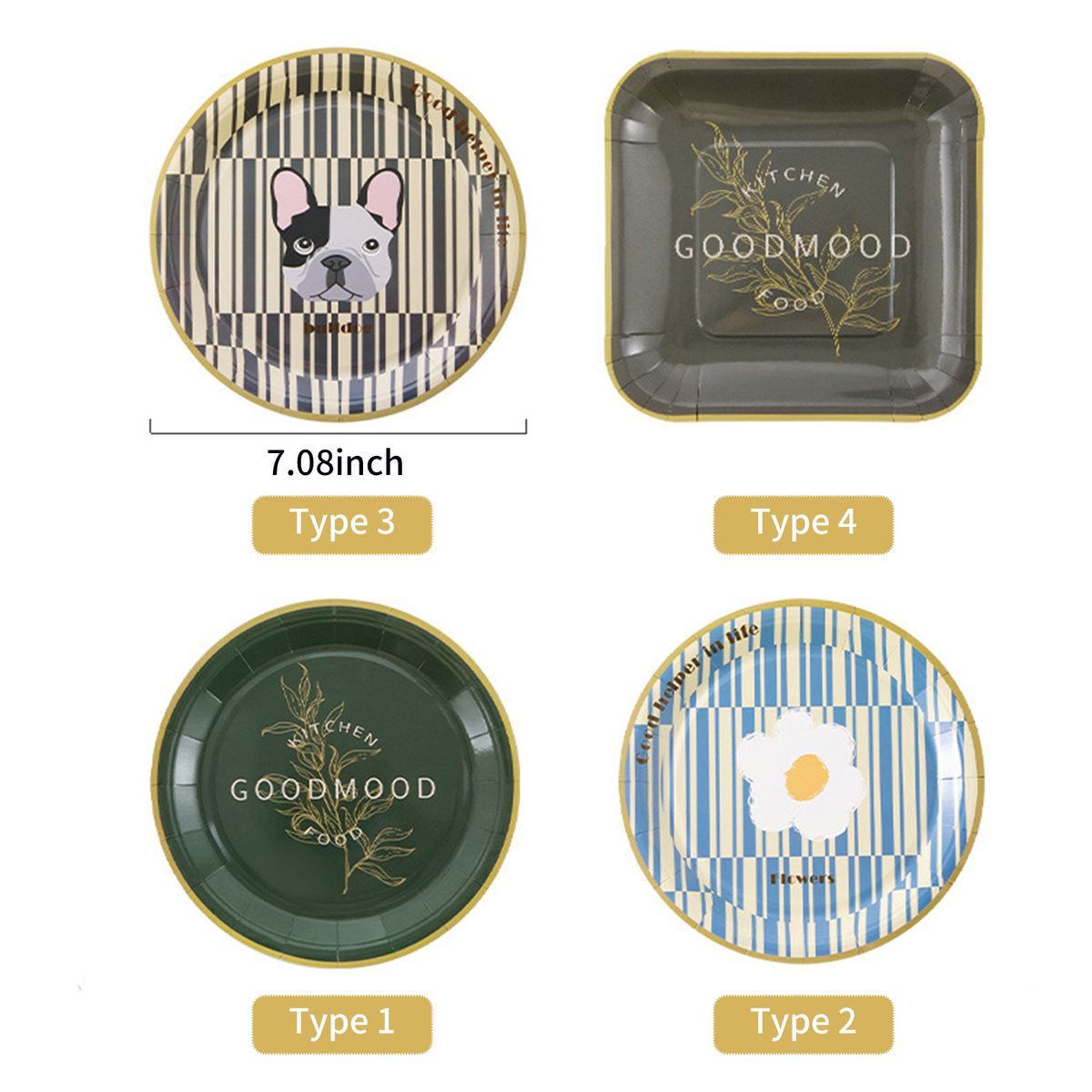 10PCS Disposable Paper Plates Leaves Pattern Disposable