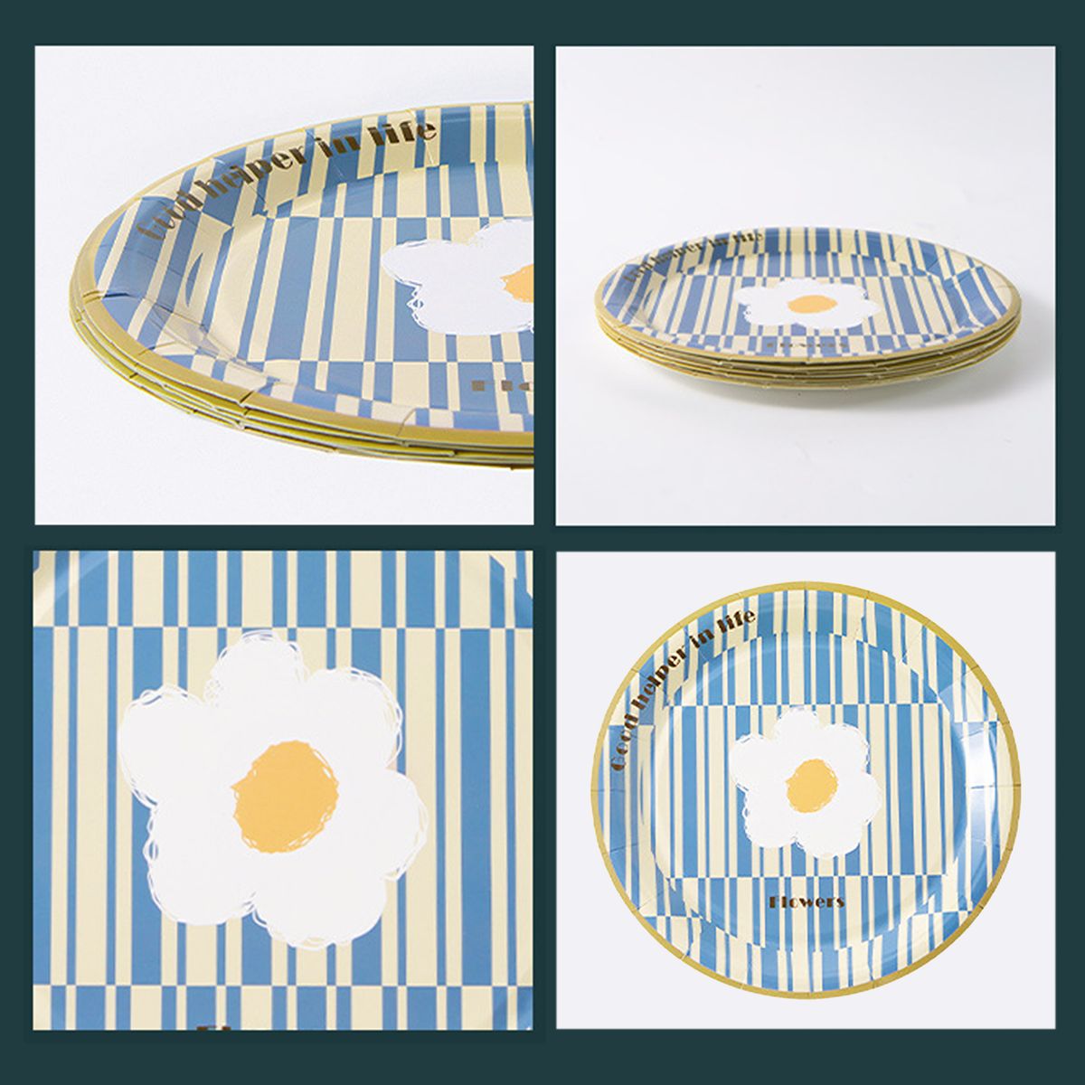 10PCS Disposable Paper Plates Leaves Pattern Disposable