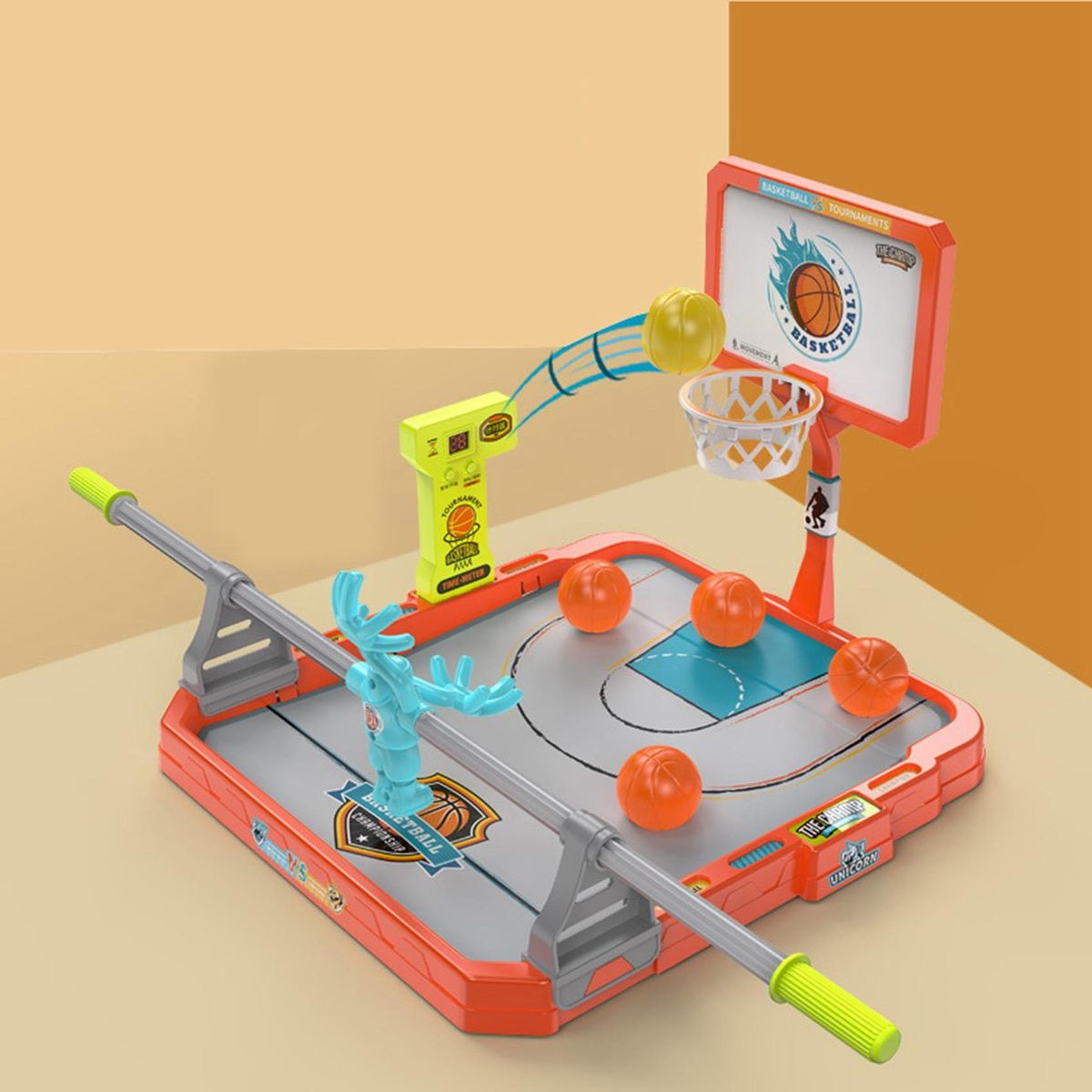 Desktop Interactive Basketball Table VS Toy Parent-Child Interaction Decompression Rivalry Game Machine Orange