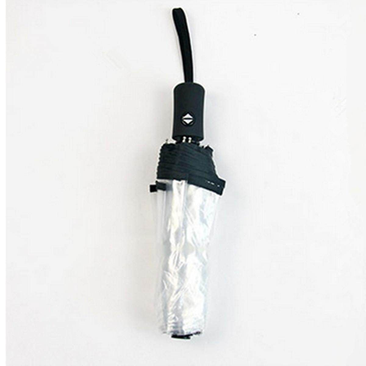 Automatic Open Close Folding Compact Windproof Rain Transparent Clear Blue Black (black)