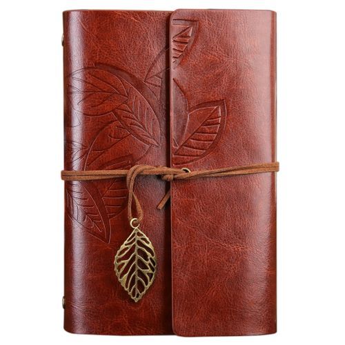 Creative Retro Autumn Leaves Pattern Loose-leaf Travel Diary Notebook- S (Brown)