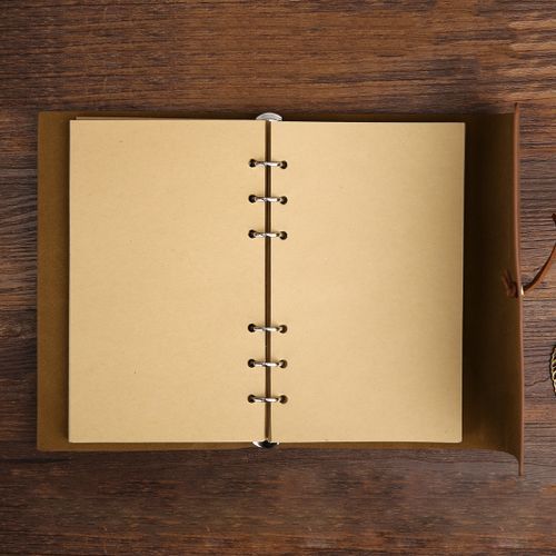 Creative Retro Autumn Leaves Pattern Loose-leaf Travel Diary Notebook- S (Brown)