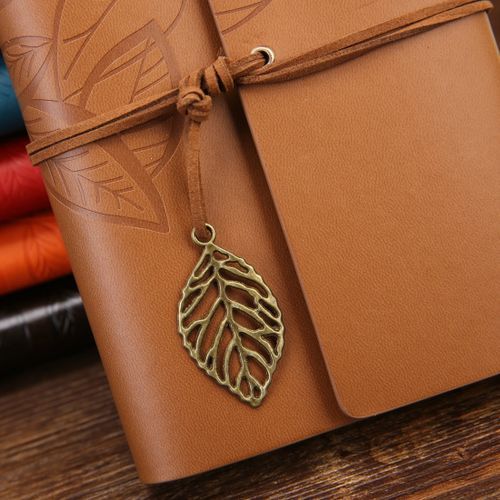 Creative Retro Autumn Leaves Pattern Loose-leaf Travel Diary Notebook- S (Brown)