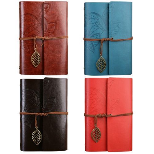 Creative Retro Autumn Leaves Pattern Loose-leaf Travel Diary Notebook- S (Brown)