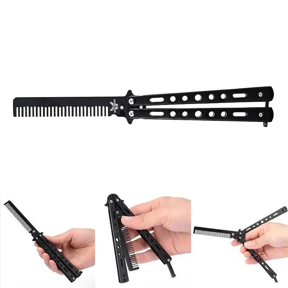 Stainless Steel Cutter Practice Butterfly Training Cutter Folding Cutter for Outdoor Camping Dull Tool Cepillo Pelo Comb Barber