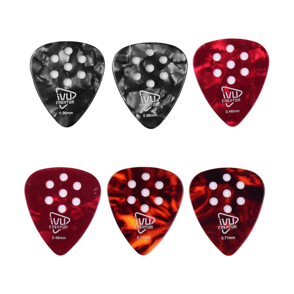 Handy Guitar Tool Kit Including 6pcs Allen Wrenches(1.5mm + 2.5mm + 3mm + 4mm + 1/20 inch + 1/8 inch) & 6pcs Non-slip Guitar Picks(0.46mm * 2 + 0.71mm * 2 +  0.96mm * 2) with Metal Storage Box