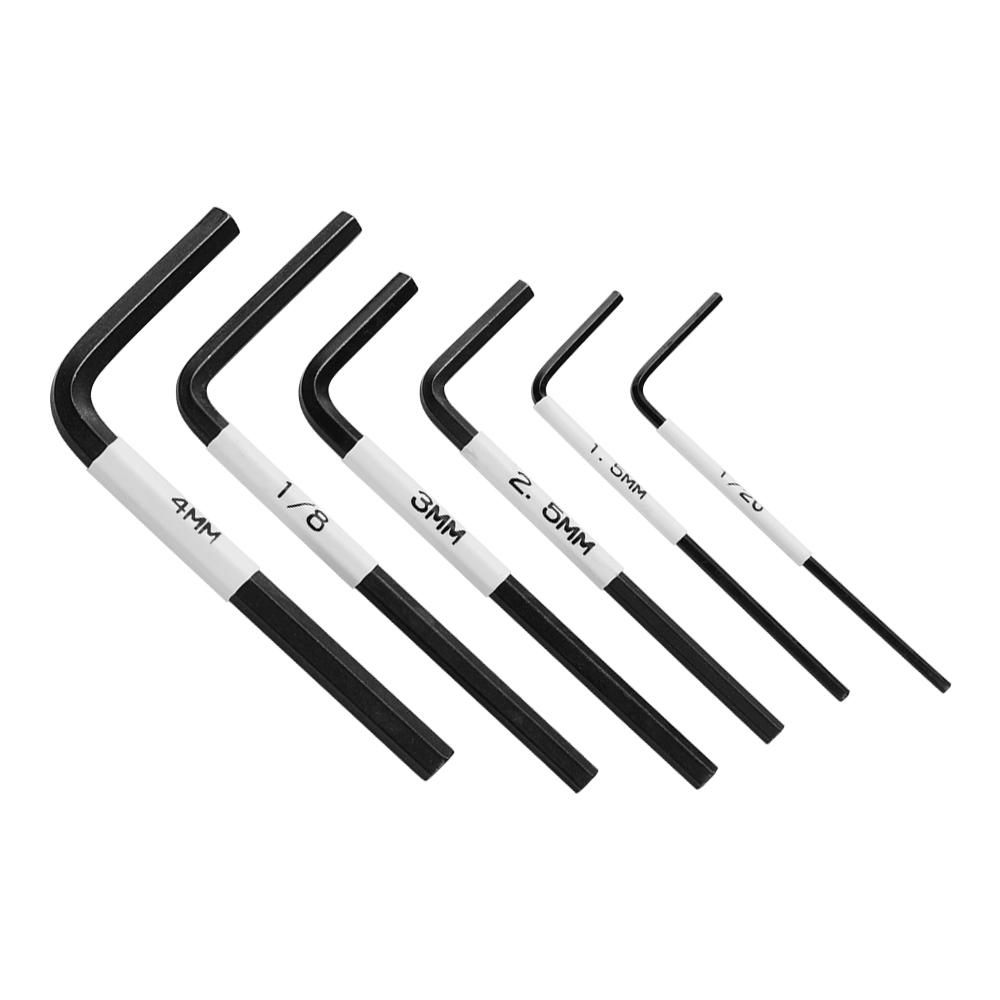 Handy Guitar Tool Kit Including 6pcs Allen Wrenches(1.5mm + 2.5mm + 3mm + 4mm + 1/20 inch + 1/8 inch) & 6pcs Non-slip Guitar Picks(0.46mm * 2 + 0.71mm * 2 +  0.96mm * 2) with Metal Storage Box