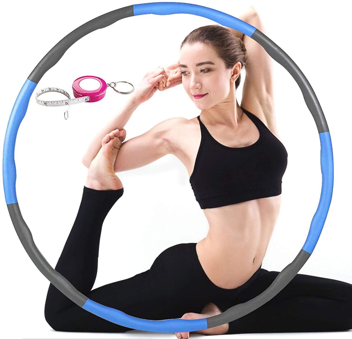 8 Section Fitness Hula Hoop For Women, Adults Professional Detachable Exercise Weighted Hoola Hoop Adjustable Size
