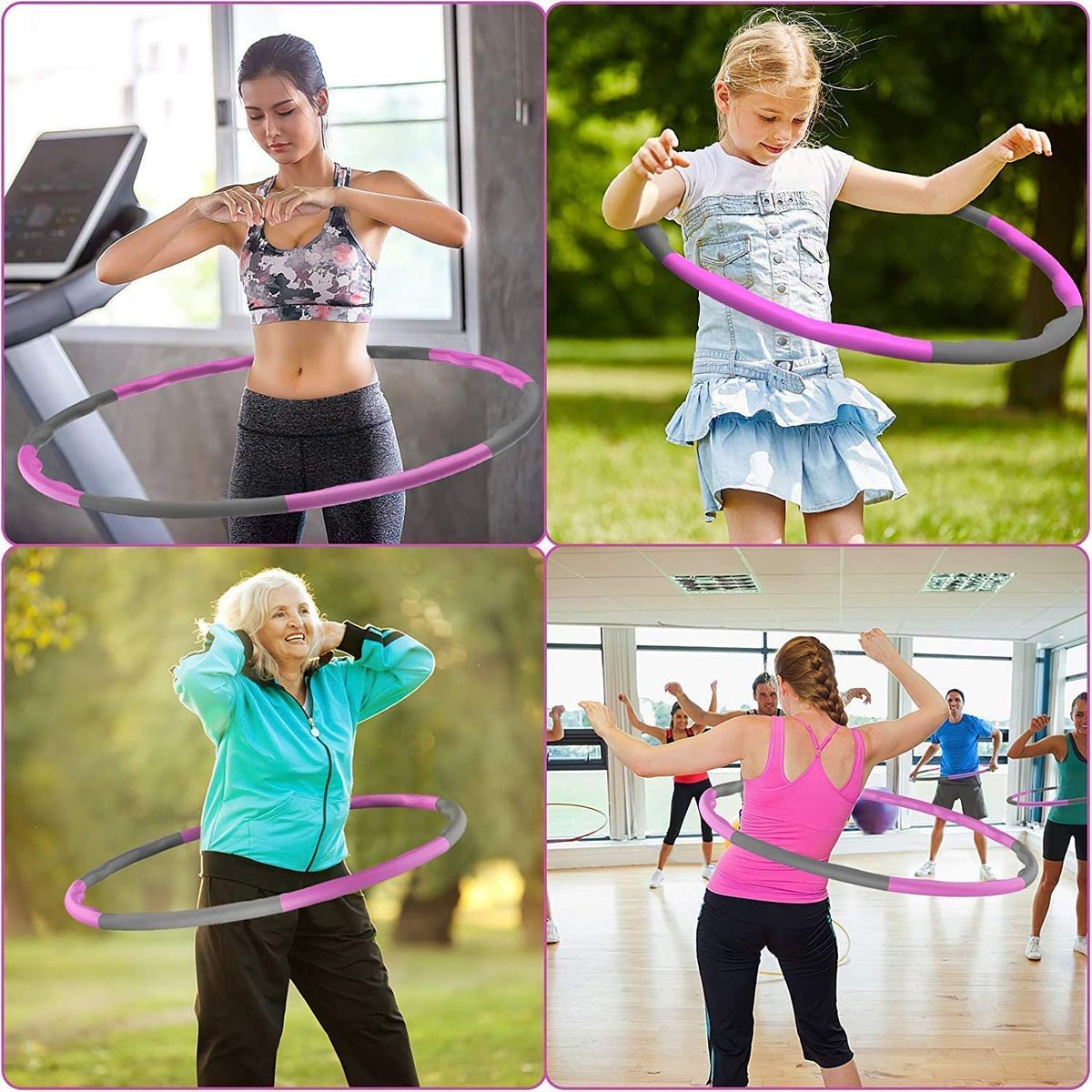 8 Section Fitness Hula Hoop For Women, Adults Professional Detachable Exercise Weighted Hoola Hoop Adjustable Size
