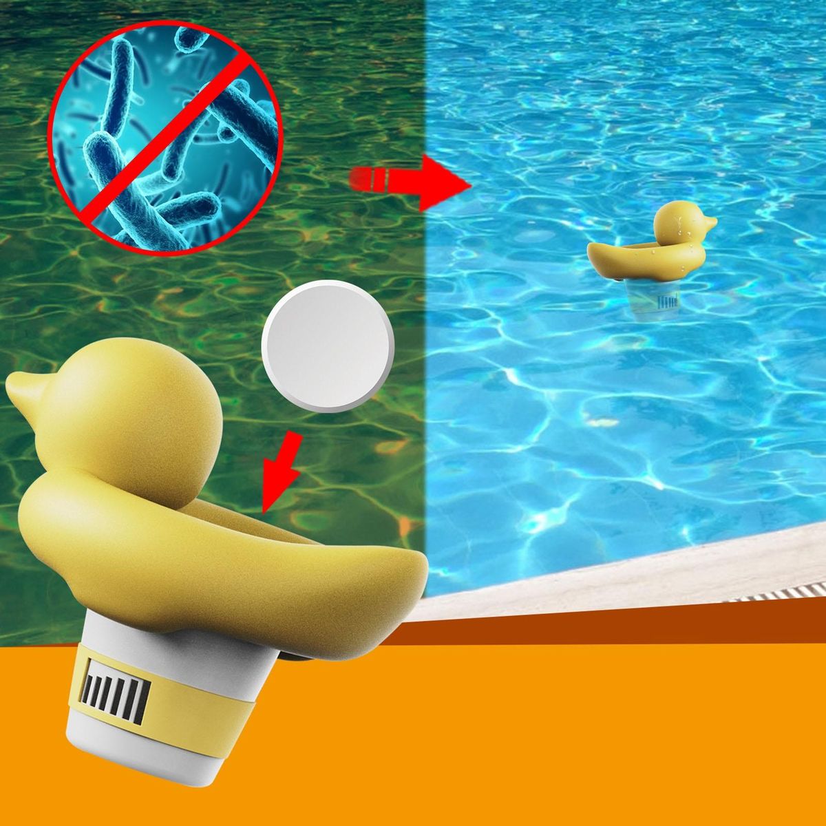 Pool Tablet Applicator Toilets Pool Floating Chlorine Dispenser Yellow