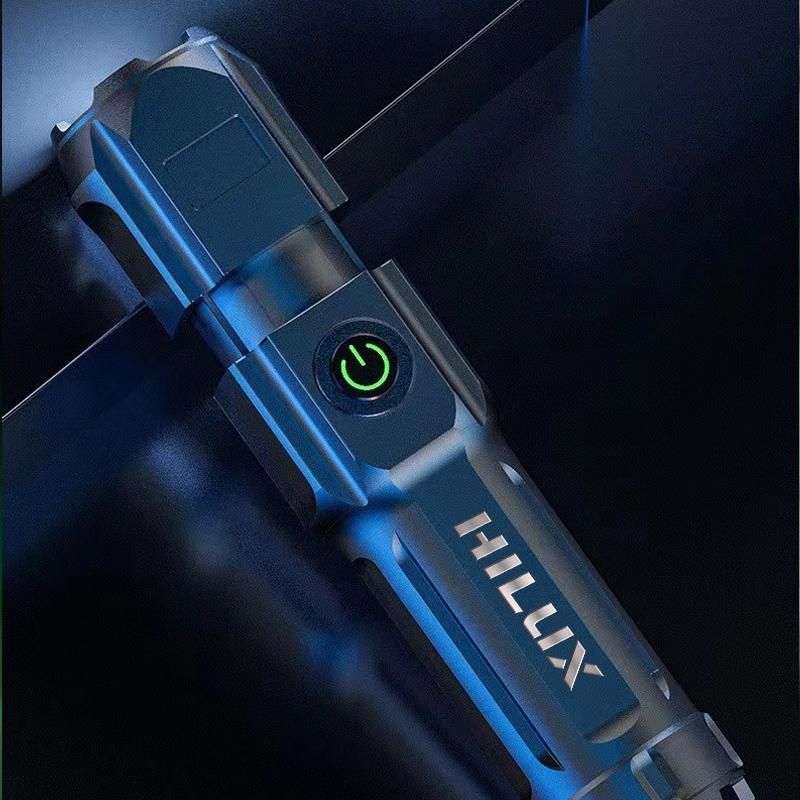 Portable Flashlight Strong Light High-power Rechargeable Zoom Outdoor LED Flashlight for Toyota Hilux surf vigo revo Accessories