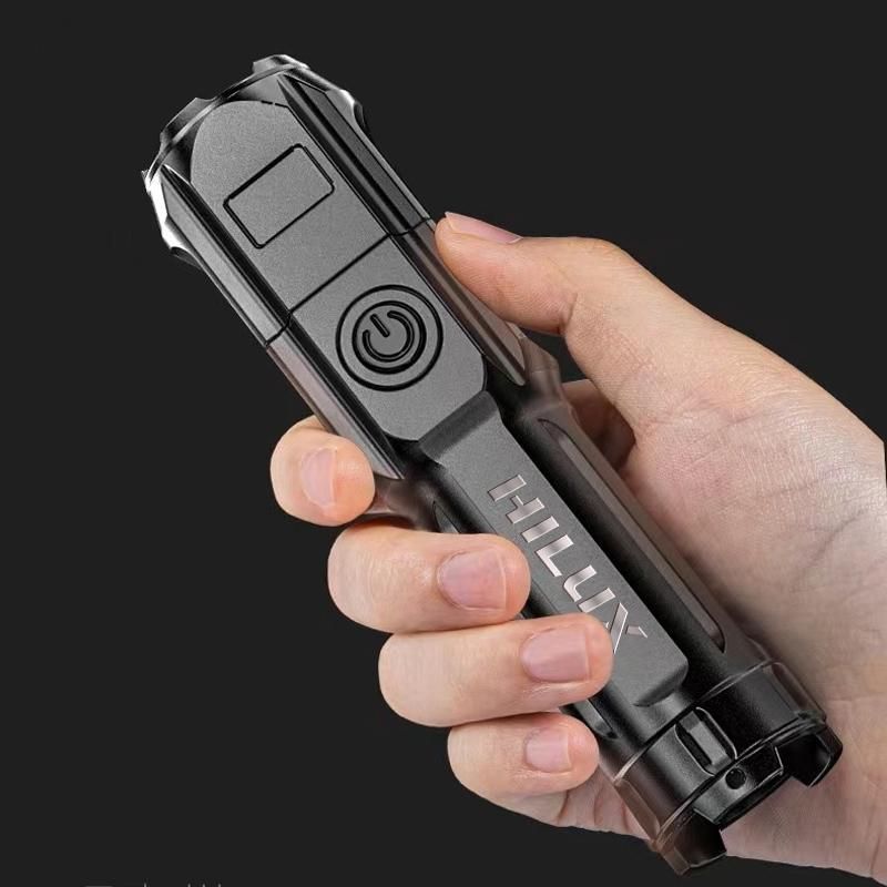 Portable Flashlight Strong Light High-power Rechargeable Zoom Outdoor LED Flashlight for Toyota Hilux surf vigo revo Accessories