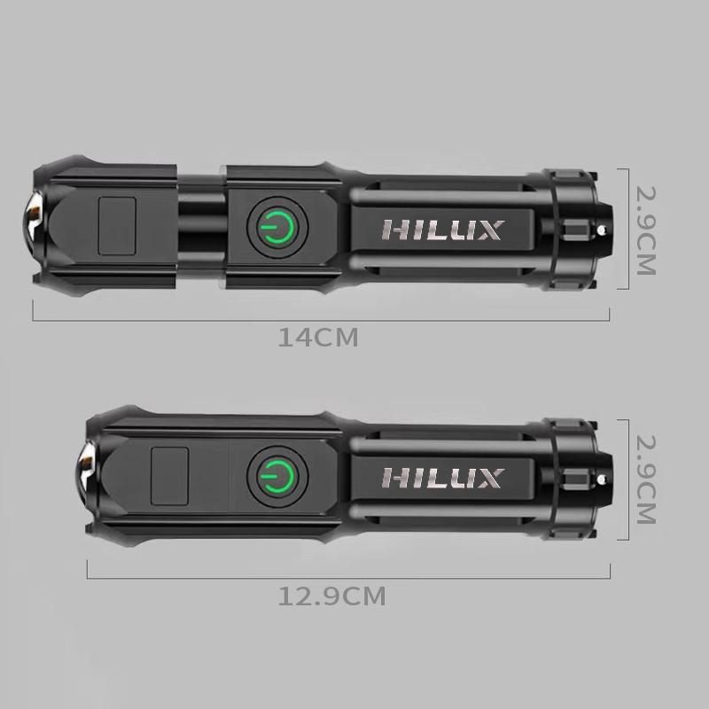 Portable Flashlight Strong Light High-power Rechargeable Zoom Outdoor LED Flashlight for Toyota Hilux surf vigo revo Accessories