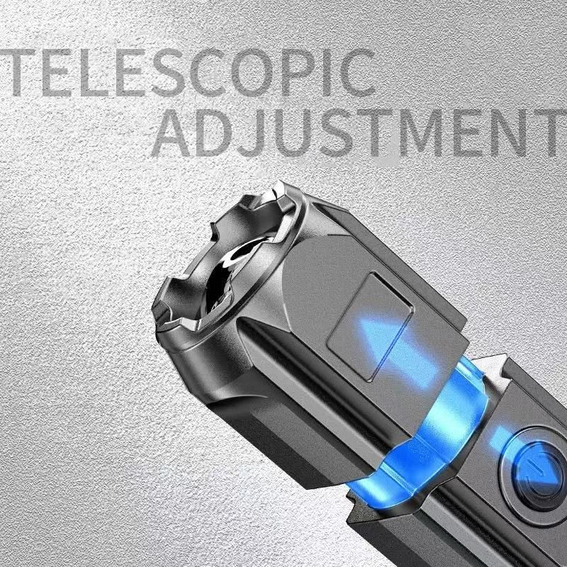 Portable Flashlight Strong Light High-power Rechargeable Zoom Outdoor LED Flashlight for Toyota Hilux surf vigo revo Accessories
