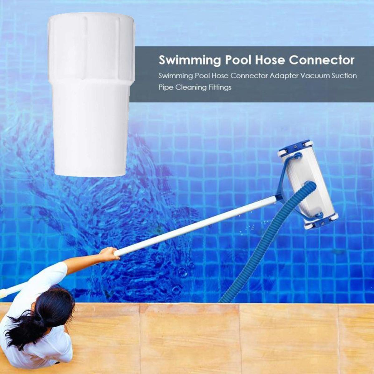 Pool Hose Adapter 38mm Sludge Suction Replacement Connector White