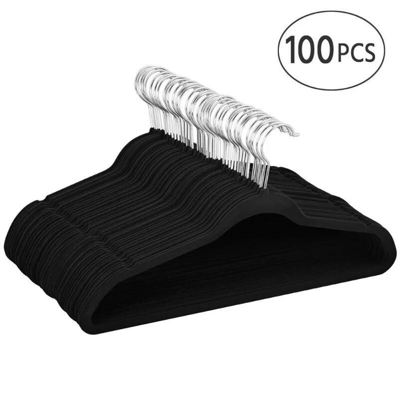 Easyfashion 100PCS Heavy Duty Non Slip Velvet Clothing Hanger