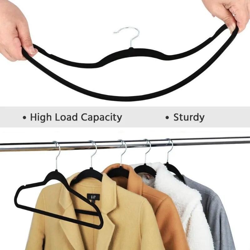 Easyfashion 100PCS Heavy Duty Non Slip Velvet Clothing Hanger