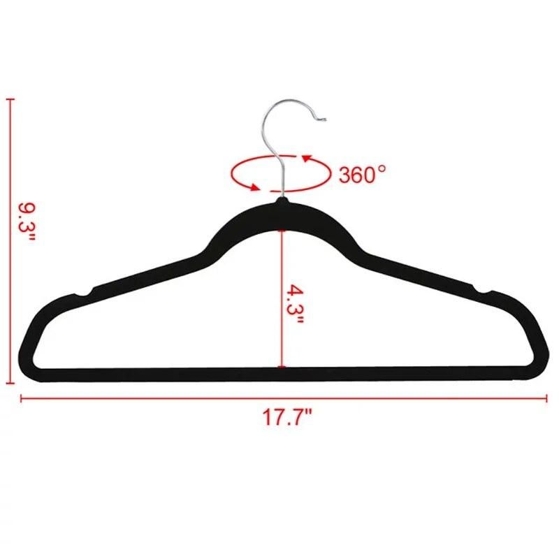 Easyfashion 100PCS Heavy Duty Non Slip Velvet Clothing Hanger