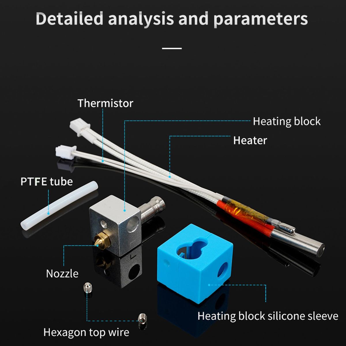 Kobra Hotend 24V40W for 3D Printer Replacement Compatible with Anycubic Kobra 3D Printer with Brass Nozzle and Aluminum Heat Block Head Extruder 0.4mm Nozzle Suitable for 1.75mm Filaments
