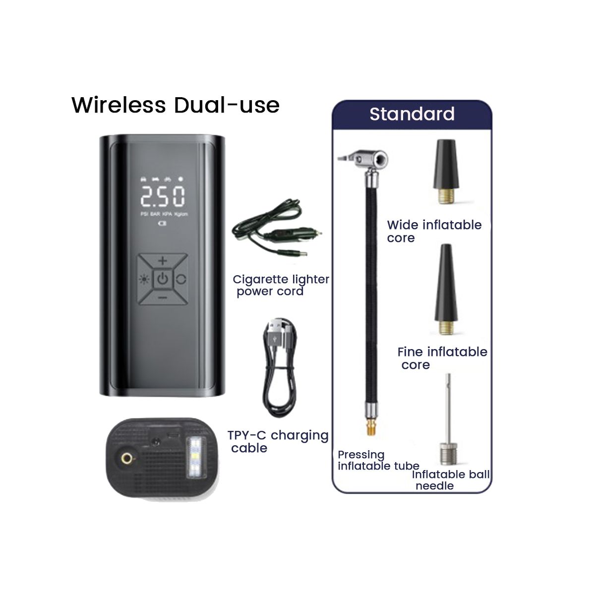 Portable Car Air Pump Tyre Inflator Smart Inflator Electric Inflator Pump A