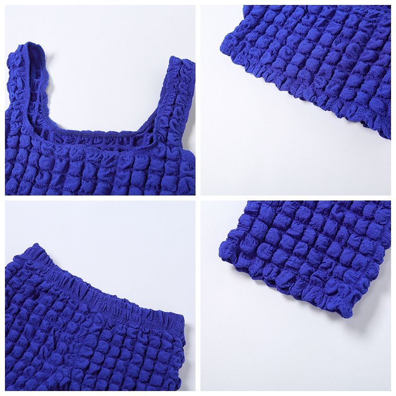 Stacked Two Piece Set Women Square Collar Camisole+ High Waist Straight Pant