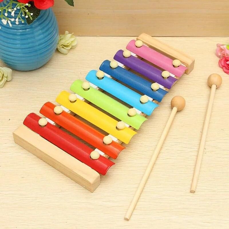 Wooden 8 Tones Multicolor Xylophone Wood Musical Instrument Toys For Baby Kids Wood Musical Instrument Toys Accessories DIN889
