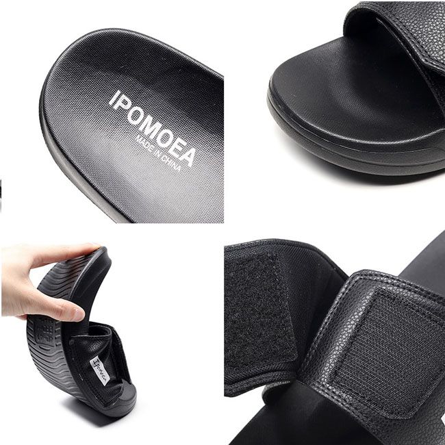 Men's Slippers Summer Flip-Flops Rubber Soft Black