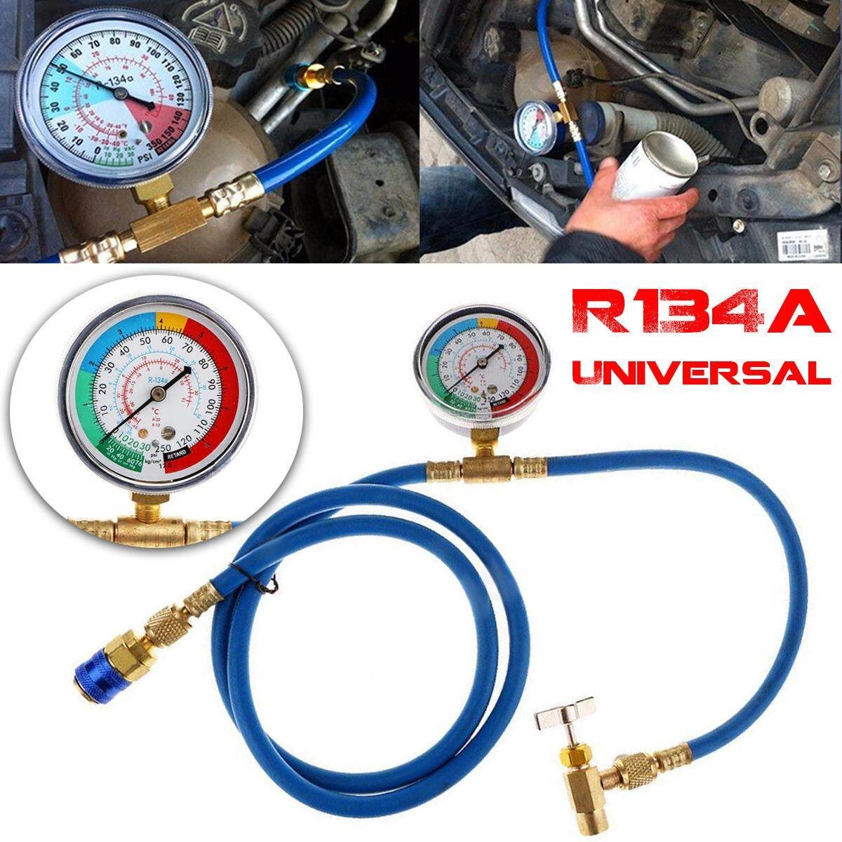 150cm 60' R134a AC HVAC Recharge Measuring Refrigerant Hose Can Tap With System Kit
