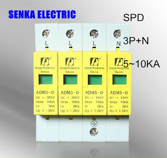 Protection SPD Electric Surge Arrester 5-10KA 3P+N Device
