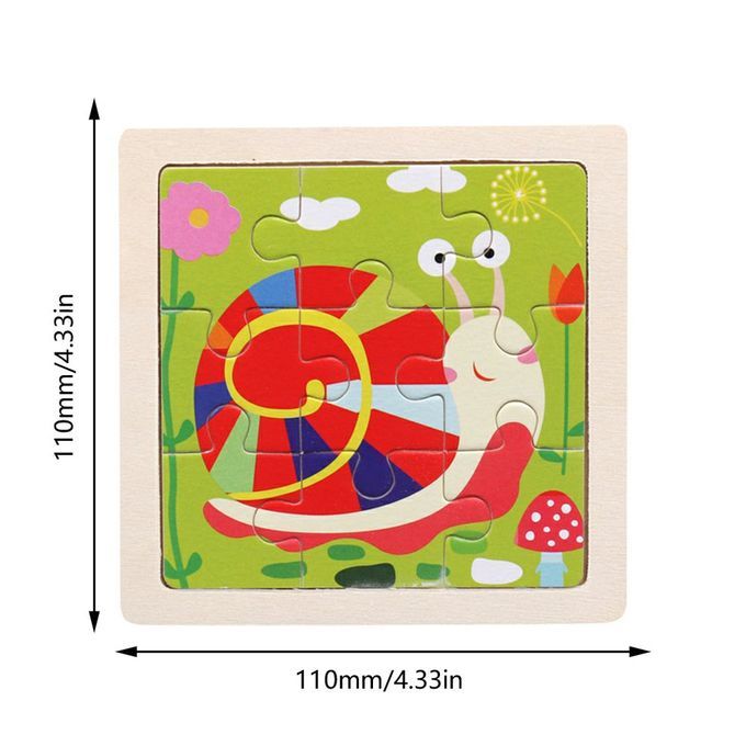 Small Puzzle  Hildren's Puzzle 9 Pie Es Of Woody Forest Animal Story Puzzle-Multicolor-Snails