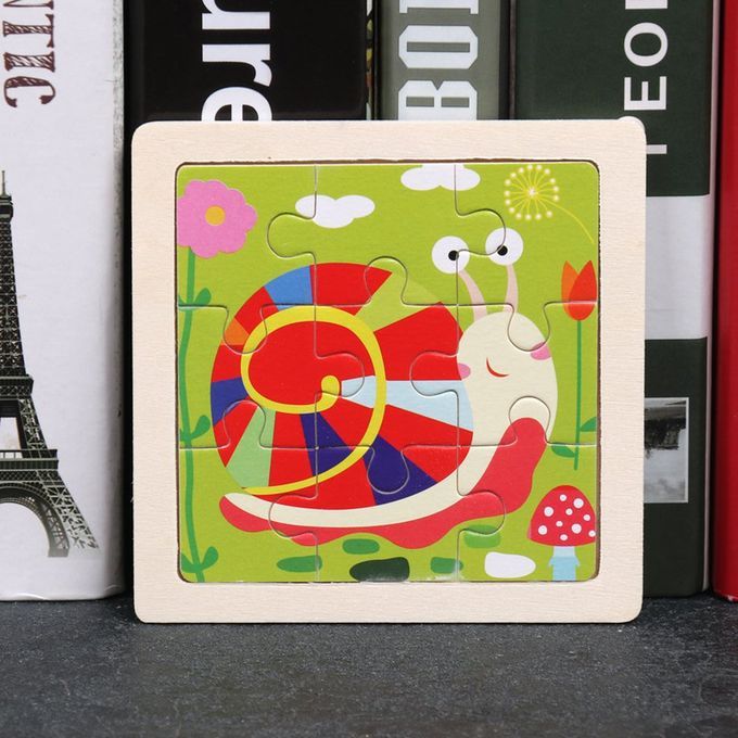 Small Puzzle  Hildren's Puzzle 9 Pie Es Of Woody Forest Animal Story Puzzle-Multicolor-Snails