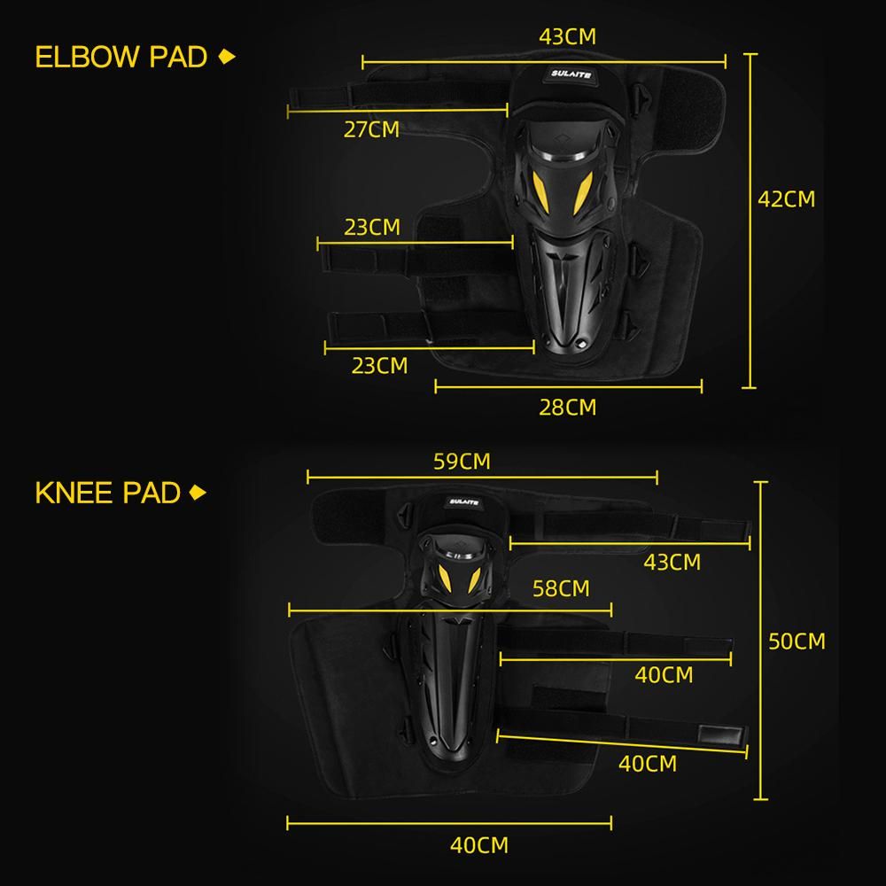 Motorcycle Knee Pads Elbow Pads Set Anti-Slip Windproof Elbow Knee Guards Protection Armor for Cycling Racing Motorcross Protective Gear