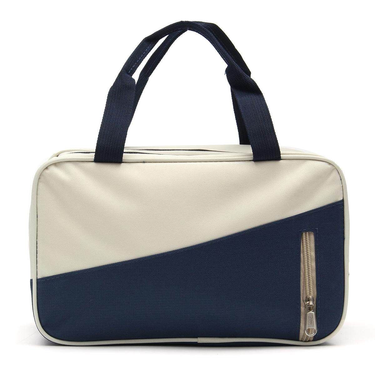 Unisexal Waterproof WET/DRY Dual Zipper Wash Beach Swimming Bag Travel Make Up Navy Blue
