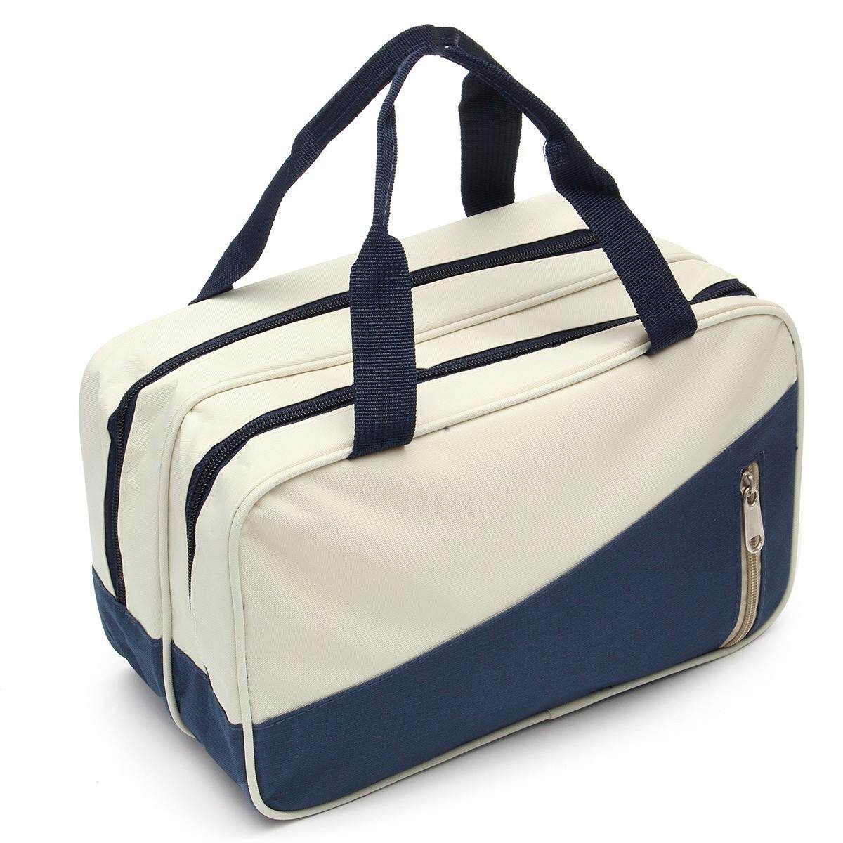 Unisexal Waterproof WET/DRY Dual Zipper Wash Beach Swimming Bag Travel Make Up Navy Blue