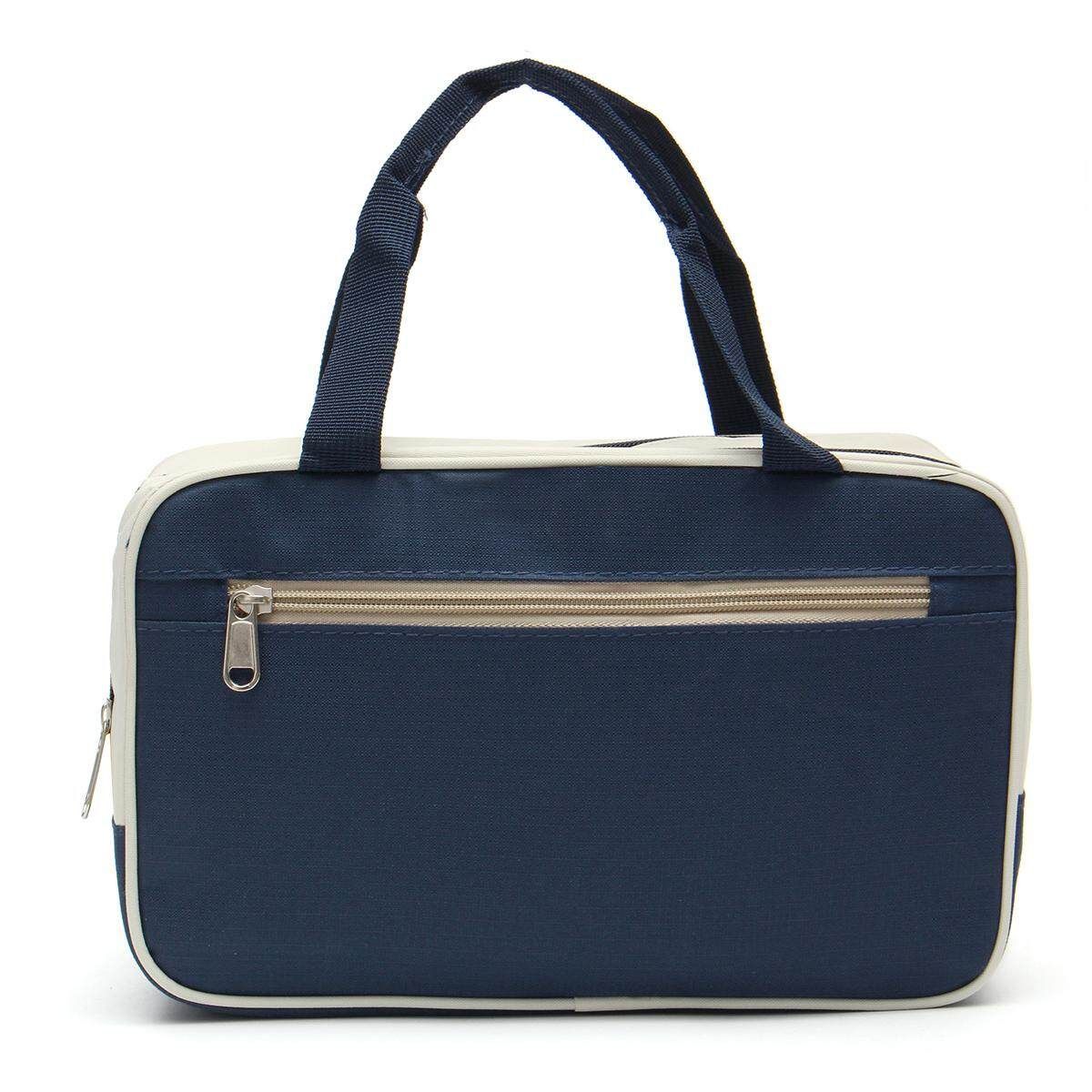 Unisexal Waterproof WET/DRY Dual Zipper Wash Beach Swimming Bag Travel Make Up Navy Blue