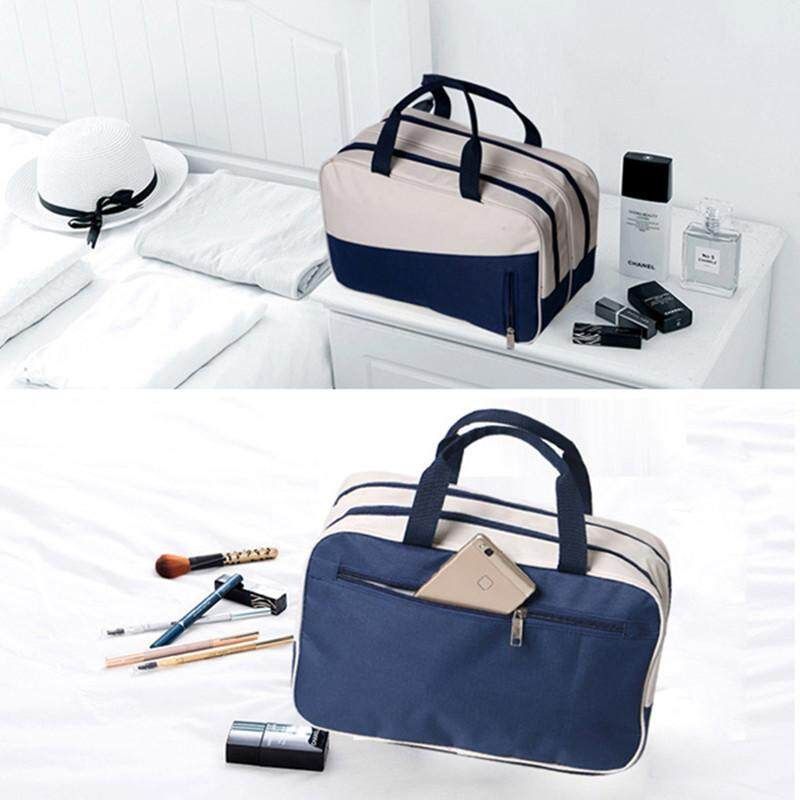 Unisexal Waterproof WET/DRY Dual Zipper Wash Beach Swimming Bag Travel Make Up Navy Blue