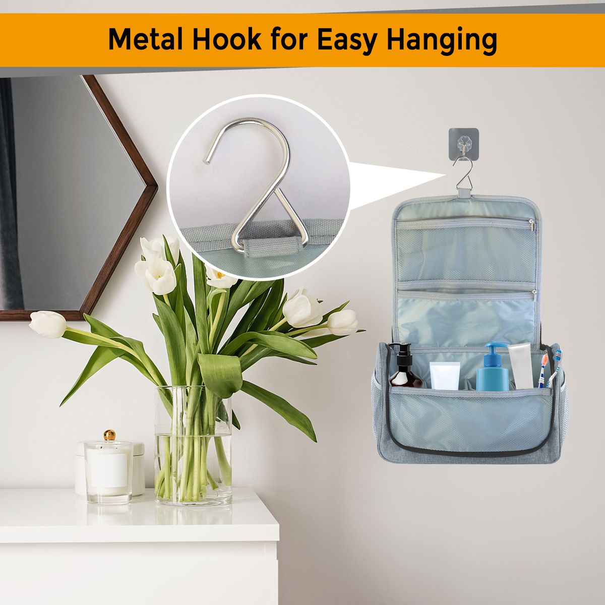 Hanging Travel Toiletry Bag For Women And Men Bathroom