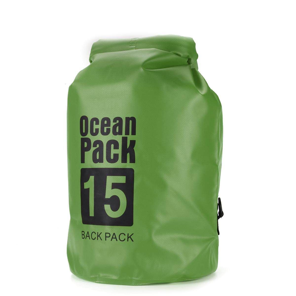 Outdoor Dry Sack Bag 2/5/10/15/20/30L Waterproof 500D Durable Dry Bag Sack For Kayak Canoeing Thickened PVC Clip Mesh Army Green
