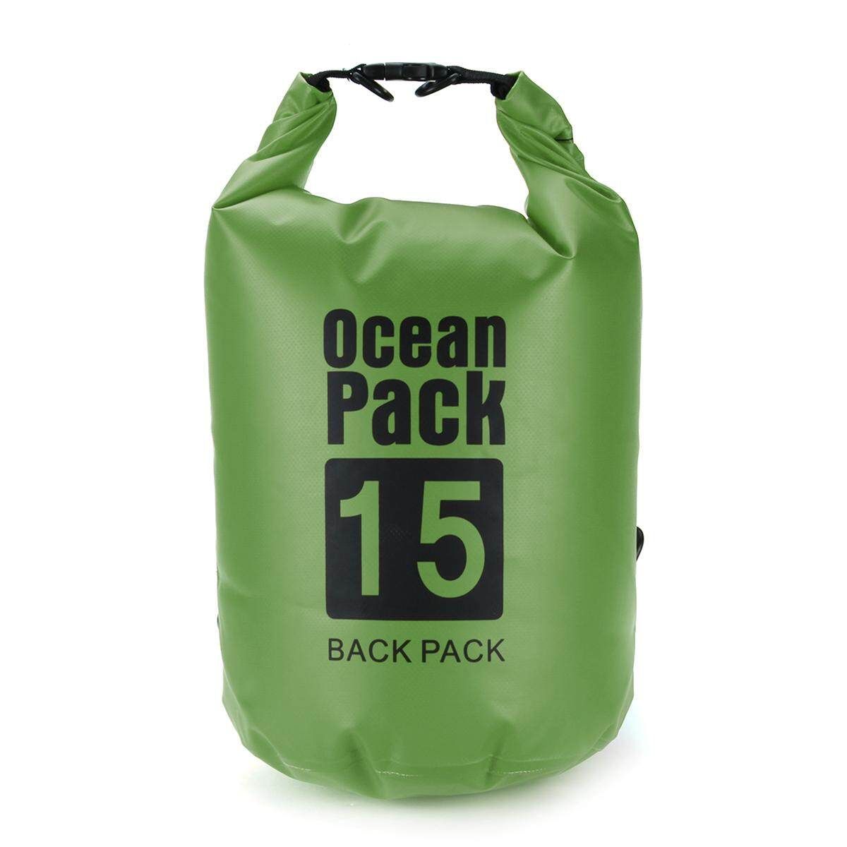 Outdoor Dry Sack Bag 2/5/10/15/20/30L Waterproof 500D Durable Dry Bag Sack For Kayak Canoeing Thickened PVC Clip Mesh Army Green
